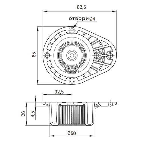 База 82,5х65мм (пластик) до ніжки кухонної во10\31... (кріпл.гвинтами) База 82,5х65мм (пластик) до ніжки кухонної во10\31... (кріпл.гвинтами)
