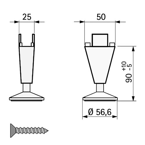 Опора регульована, білий (пластик) Опора регульована, білий (пластик)