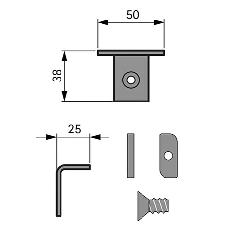 Тримач для скляних полиць (пара), L=50мм, алюміній Тримач для скляних полиць (пара), L=50мм, алюміній