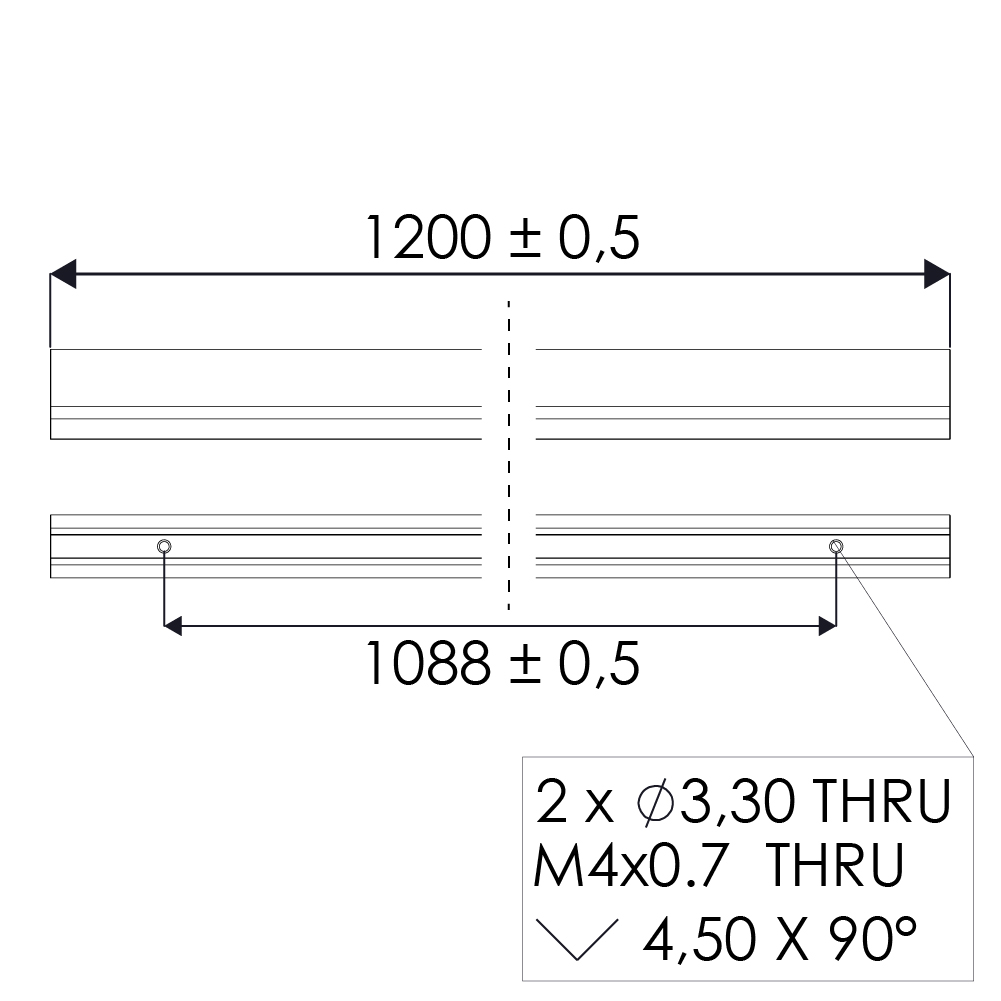 Ручка LUCENTE 1200х21хh30мм, м/о 1088мм, чорний матовий Ручка LUCENTE 1200х21хh30мм, м/о 1088мм, чорний матовий