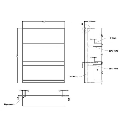 Modus з задньою стінкою під ДСП 600х780мм, чорний (алюміній) Modus з задньою стінкою під ДСП 600х780мм, чорний (алюміній)
