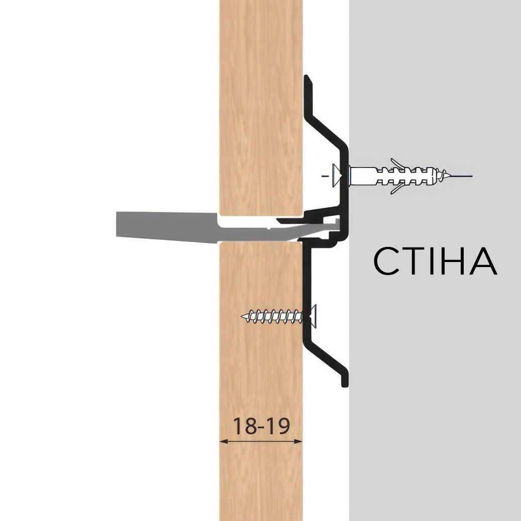 Профіль центральний LINE3 під 18 мм, L = 4.35 м, чорний  (алюміній анодований)