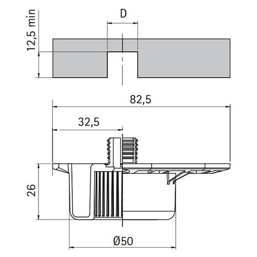 База ніжки кухонної зі штифтом d=50мм (пластик) База ніжки кухонної зі штифтом d=50мм (пластик)