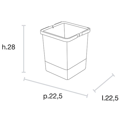 Відро для сміття COVER BOX з ручками 10л (225х225х280мм), антрацит (пластик)/зелені
