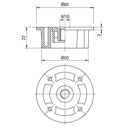 База d=60 пластик до опори-ніжки 10/04 для піддона холодильника, кріплення гвинтами 637.45.997 База d=60 пластик до опори-ніжки 10/04 для піддона холодильника, кріплення гвинтами 637.45.997