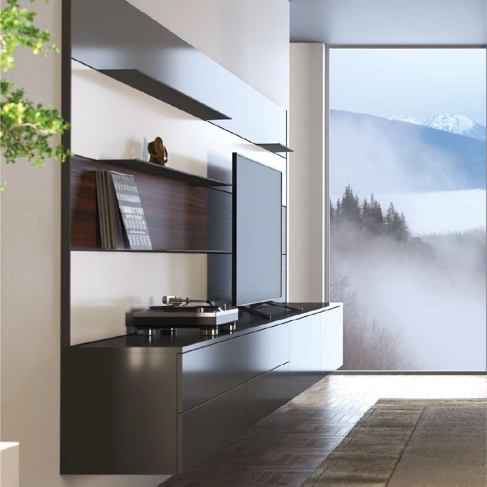 Алюмінієва полиця LINE3, глибина 250мм, L=1165мм, чорний браш