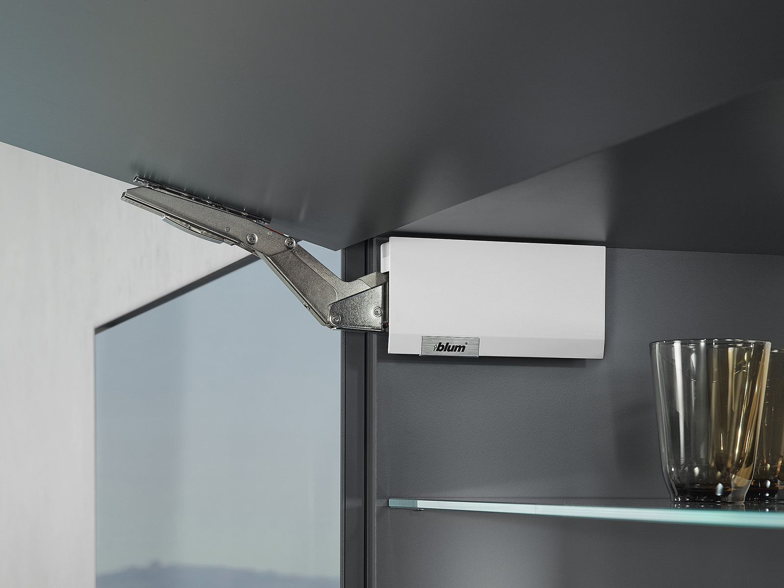 AVENTOS HK top, силовий механізм 25, BLUMOTION, білий шовк, алюмінієві рамки AVENTOS HK top, силовий механізм 25, BLUMOTION, білий шовк, алюмінієві рамки