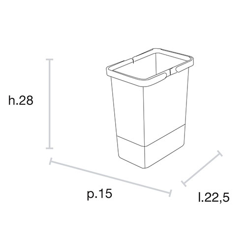 Відро для сміття COVER BOX з ручками 6л (225х150х280мм), антрацит (пластик)/сірі