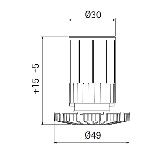 Опора-ніжка пластикова H=80мм розбірна регульована ключем +15 -5мм