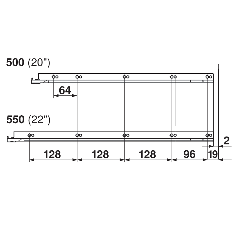Боковий стабілізатор для систем TANDEMBOX, 550мм (верх.монтуван.) Боковий стабілізатор для систем TANDEMBOX, 550мм (верх.монтуван.)
