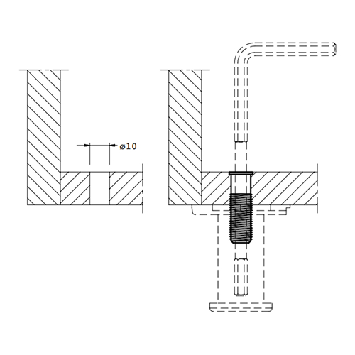 Болт для опори 308 35мм з отвором під шестикутник