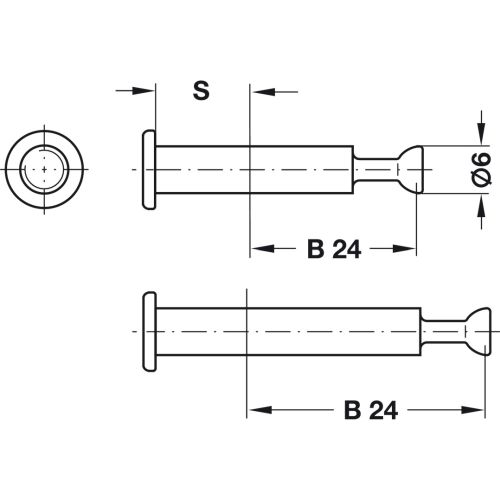 Болт МФ В=34, D=8, ДСП 16мм, нікель Болт МФ В=34, D=8, ДСП 16мм, нікель