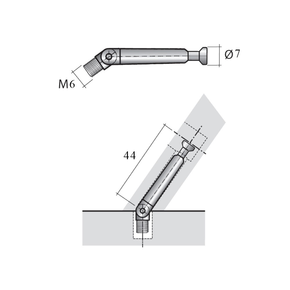 Болт поворотний М6, D=7, I=44мм (сталь)  Болт поворотний М6, D=7, I=44мм (сталь)