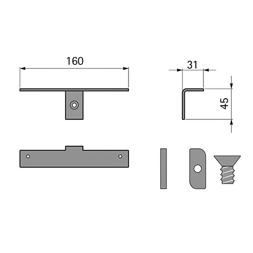 Тримач для дерев'янних полиць (пара), L=160мм, антрацит