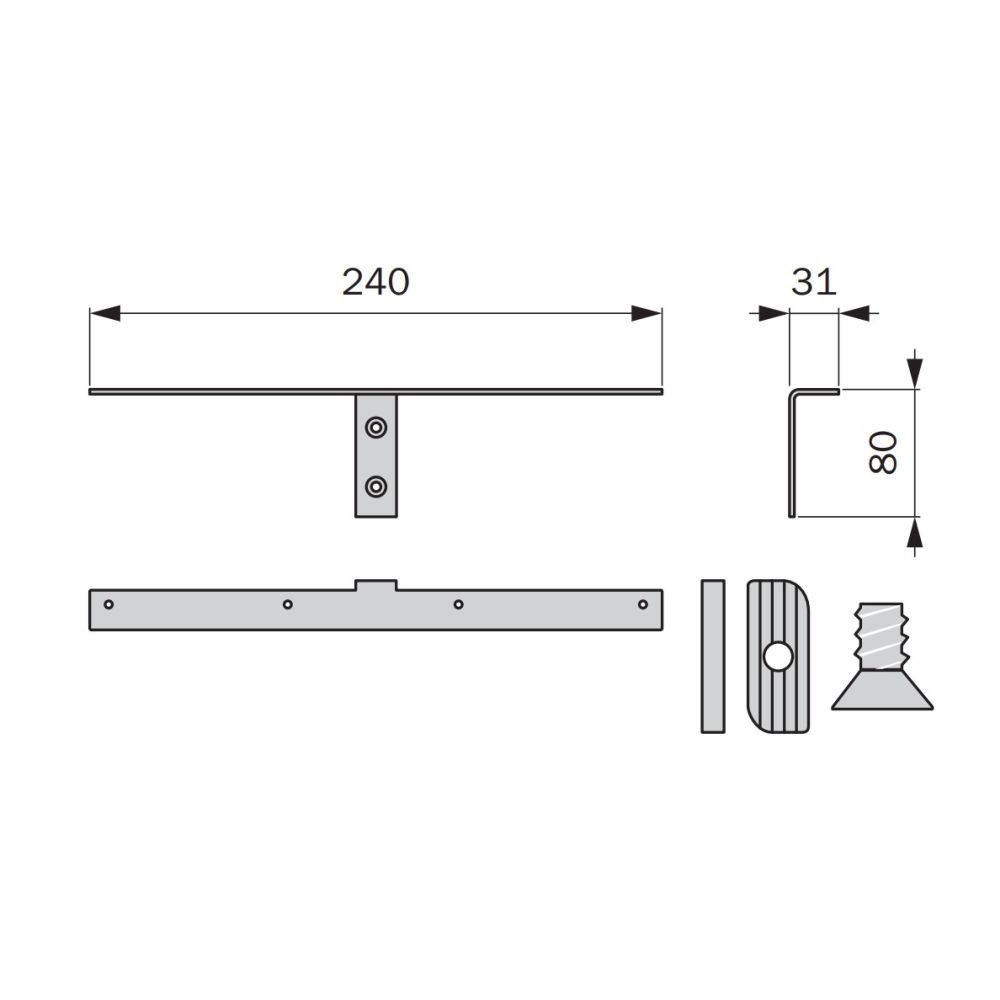 Держатель для деревянных полок (пара) L=240 мм, антрацит (альтернатива воMGKT12.ST)
