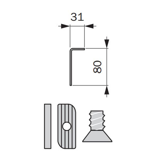 Тримач для дерев'яних полиць (пара) L=240мм, алюміній Тримач для дерев'яних полиць (пара) L=240мм, алюміній