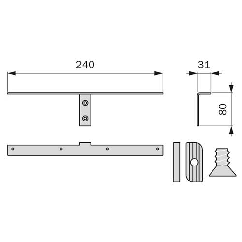 Тримач для дерев'яних полиць (пара) L=240мм, олива Тримач для дерев'яних полиць (пара) L=240мм, олива