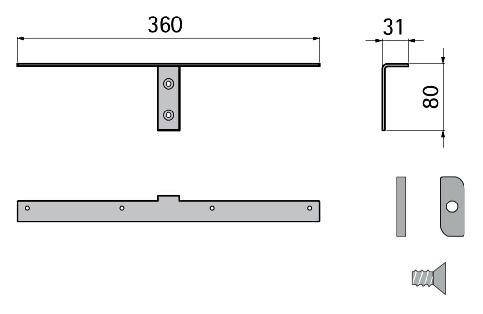 Тримач для дерев'яних полиць (пара) L=360мм, сірий