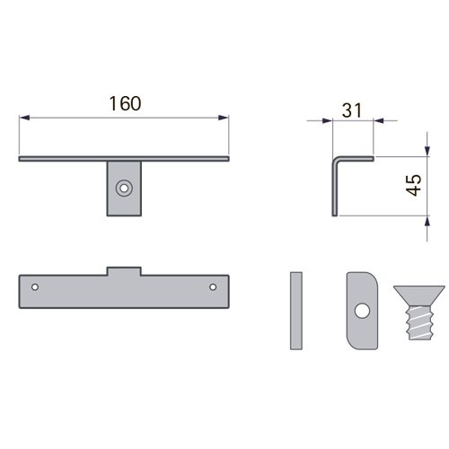 Тримач для дерев'янних полиць (пара), L=160мм, сірий (алюм.)