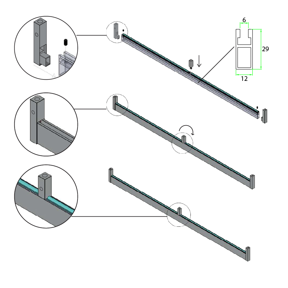 Тримач SL-2912 для труби PR-2912, боковий (пара), чорний Тримач SL-2912 для труби PR-2912, боковий (пара), чорний