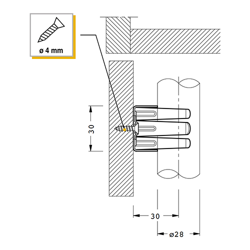 Тримач-кліпса цоколя до опори d=28мм, сталь (для арт.308)