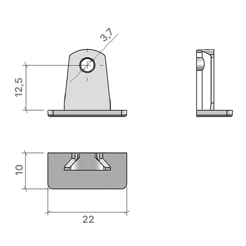 Елемент полицетримача для 25мм L=12,5мм (з різбленням), нікель