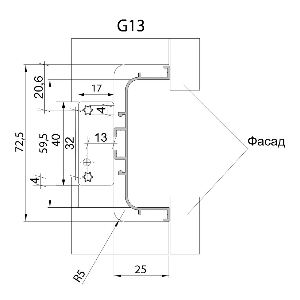 Профіль-ручка Gola С, чорно-коричн. (алюм.), 4.2м Профіль-ручка Gola С, чорно-коричн. (алюм.), 4.2м