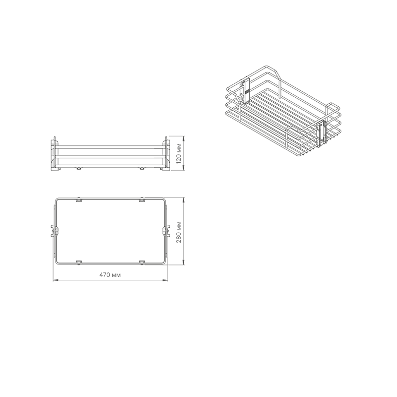 К-т кошиків колони висувної 300мм (280х470х120мм), (к-т- 2шт.), хром