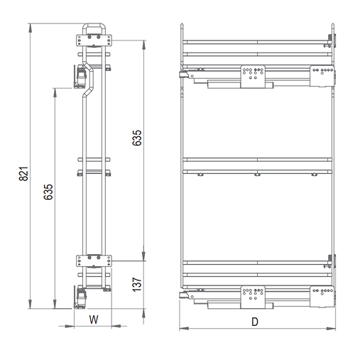 Карго Ellite 150мм, на 3 полиці, хром