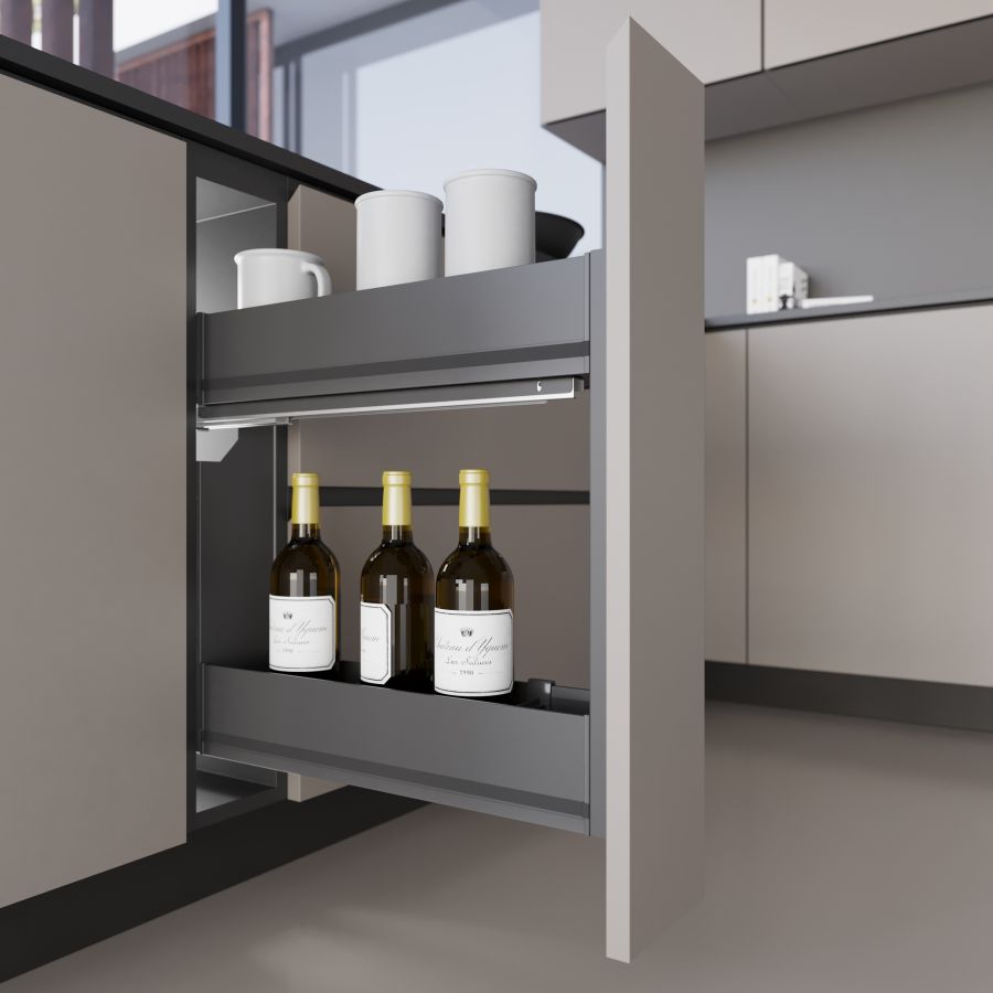 Карго Ikona 150мм, на секцію глибиною 530мм, з направл. Blum, Ardesia Карго Ikona 150мм, на секцію глибиною 530мм, з направл. Blum, Ardesia