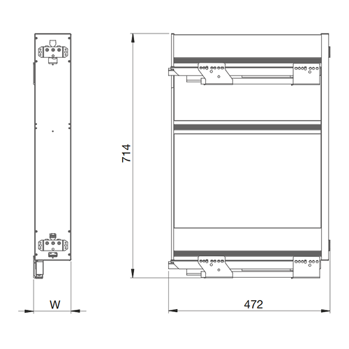 Карго Ikona 200мм (113х475х720мм) з 3-ма полицями, алюміній, Ardesia
