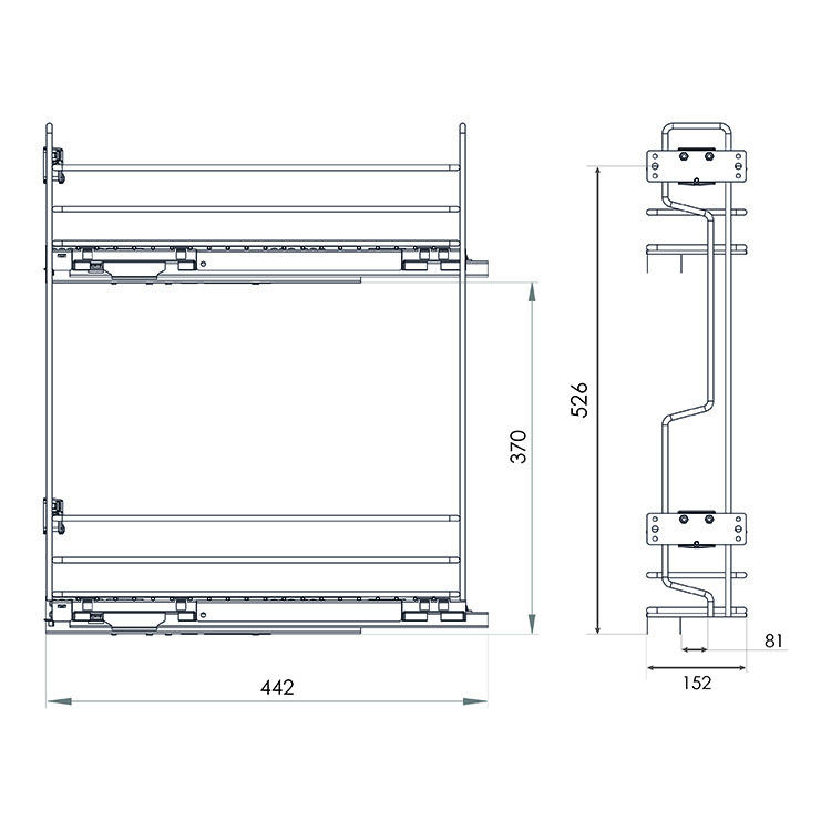 Карго Unica 200мм з довод., лівий монтаж, ardesia, 90% висуву Blum  Карго Unica 200мм з довод., лівий монтаж, ardesia, 90% висуву Blum