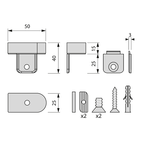 Комплект крепления к потолку стойки под LED, черный