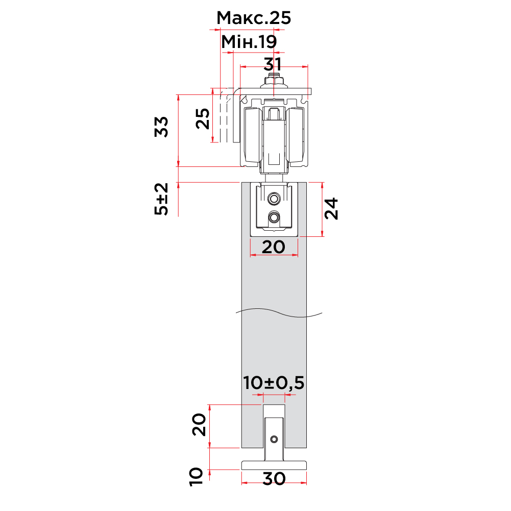 Комплект механізмів Fluid Evolution з 2-ма Fluid-доводчиками (хід-70мм), 50кг, двері min 740мм