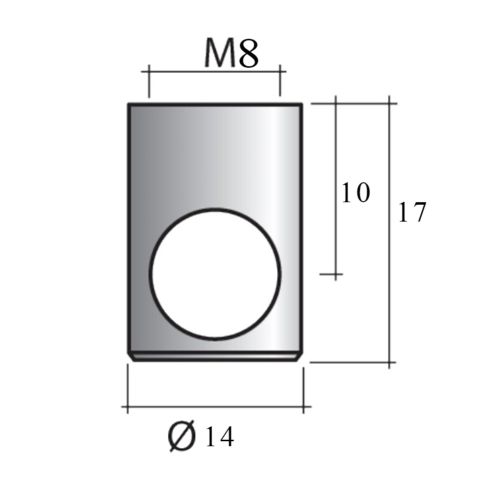 Корпус стяжки d=14мм, L=17мм, M8 цинк полир.(сталь) 