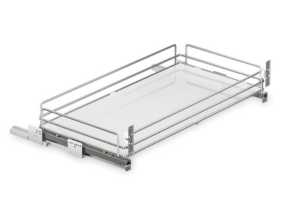 Кошик висувний Elite з кріпленням до фасаду 900х450х125мм, титан., дно кольору титан Кошик висувний Elite з кріпленням до фасаду 900х450х125мм, титан., дно кольору титан