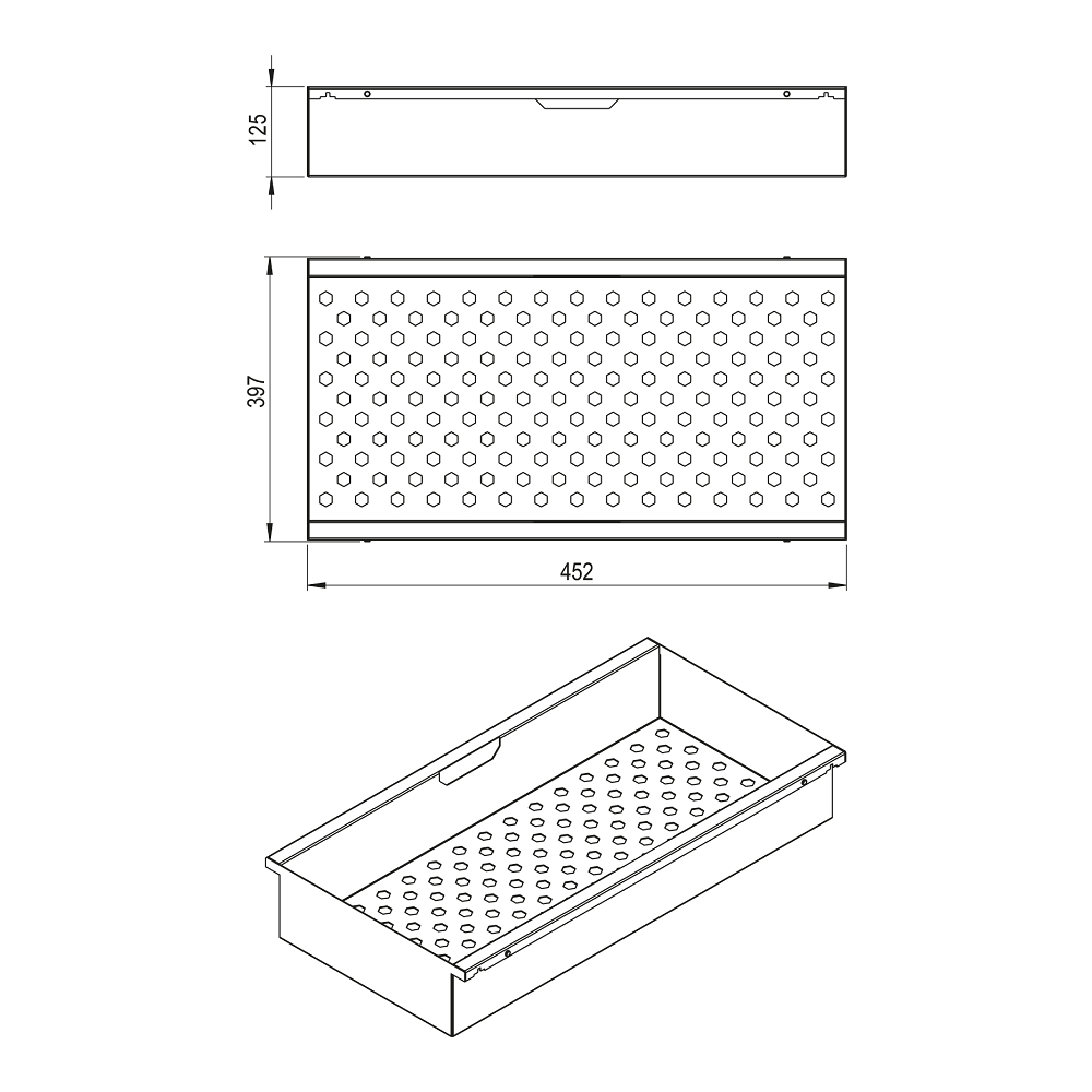Кошик Ipnos 600мм (452х397х125мм), висувний, металевий лист, чорний Кошик Ipnos 600мм (452х397х125мм), висувний, металевий лист, чорний