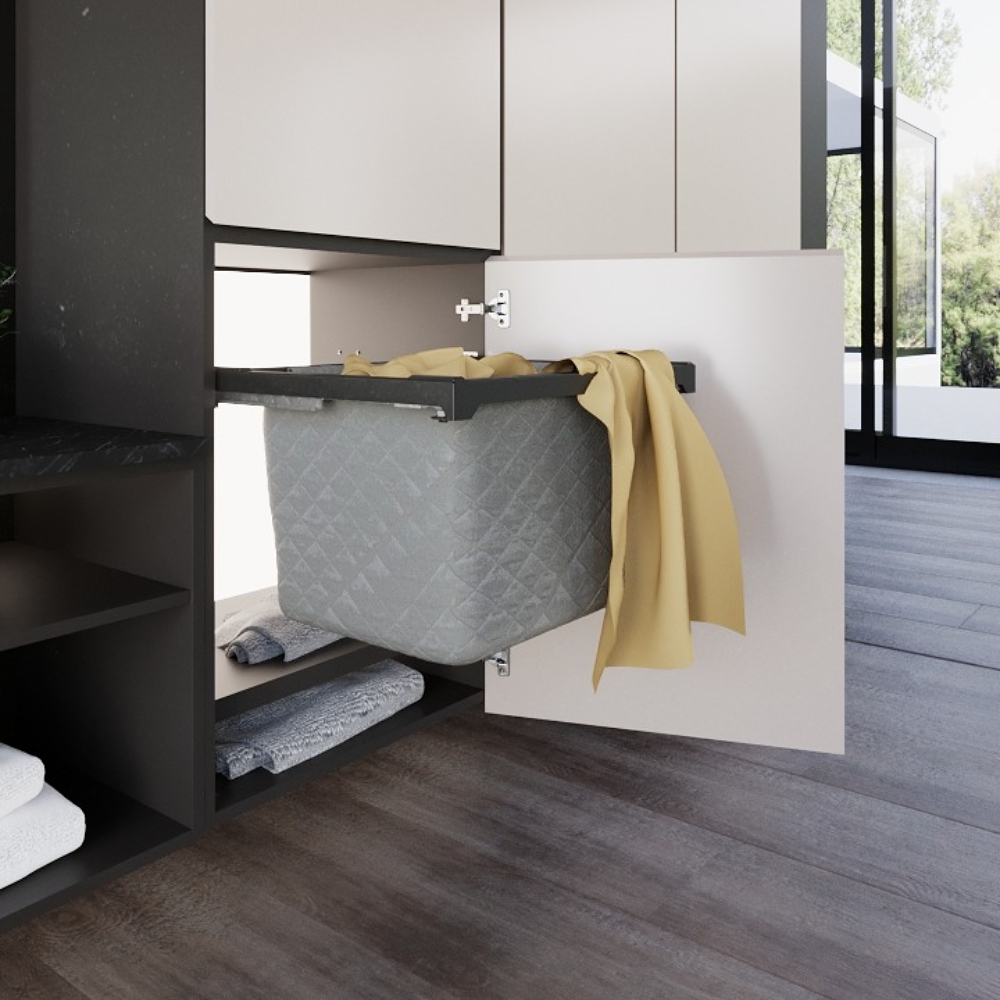 Кошик Ipnos для білизни 450х450х384мм, з чорною металевою рамою та тканинним мішком Кошик Ipnos для білизни 450х450х384мм, з чорною металевою рамою та тканинним мішком