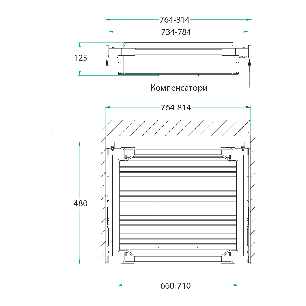 Кошик Ipnos висувний для шафи 800х450мм, чорний Кошик Ipnos висувний для шафи 800х450мм, чорний
