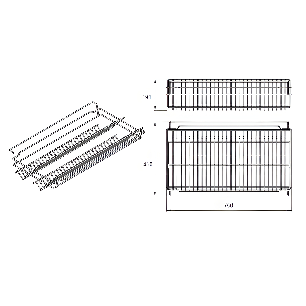 Кошик Ipnos для взуття 900мм (750х450х191мм), чорний Кошик Ipnos для взуття 900мм (750х450х191мм), чорний