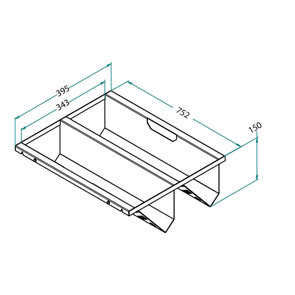 Кошик Ipnos для взуття 900мм (752х397х150мм), металевий лист, чорний Кошик Ipnos для взуття 900мм (752х397х150мм), металевий лист, чорний
