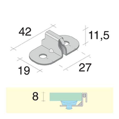 Кріплення для полиць, центральне, хром мат. Кріплення для полиць, центральне, хром мат.