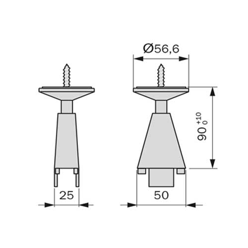Кріплення до стелі Н=90 мм, вертикальне, регульоване, білий (з п'яткою нікель) Кріплення до стелі Н=90 мм, вертикальне, регульоване, білий (з п'яткою нікель)
