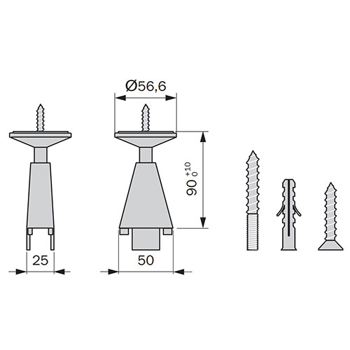 Кріплення до стелі Н=90мм, вертикальне, регульоване, сірий Кріплення до стелі Н=90мм, вертикальне, регульоване, сірий
