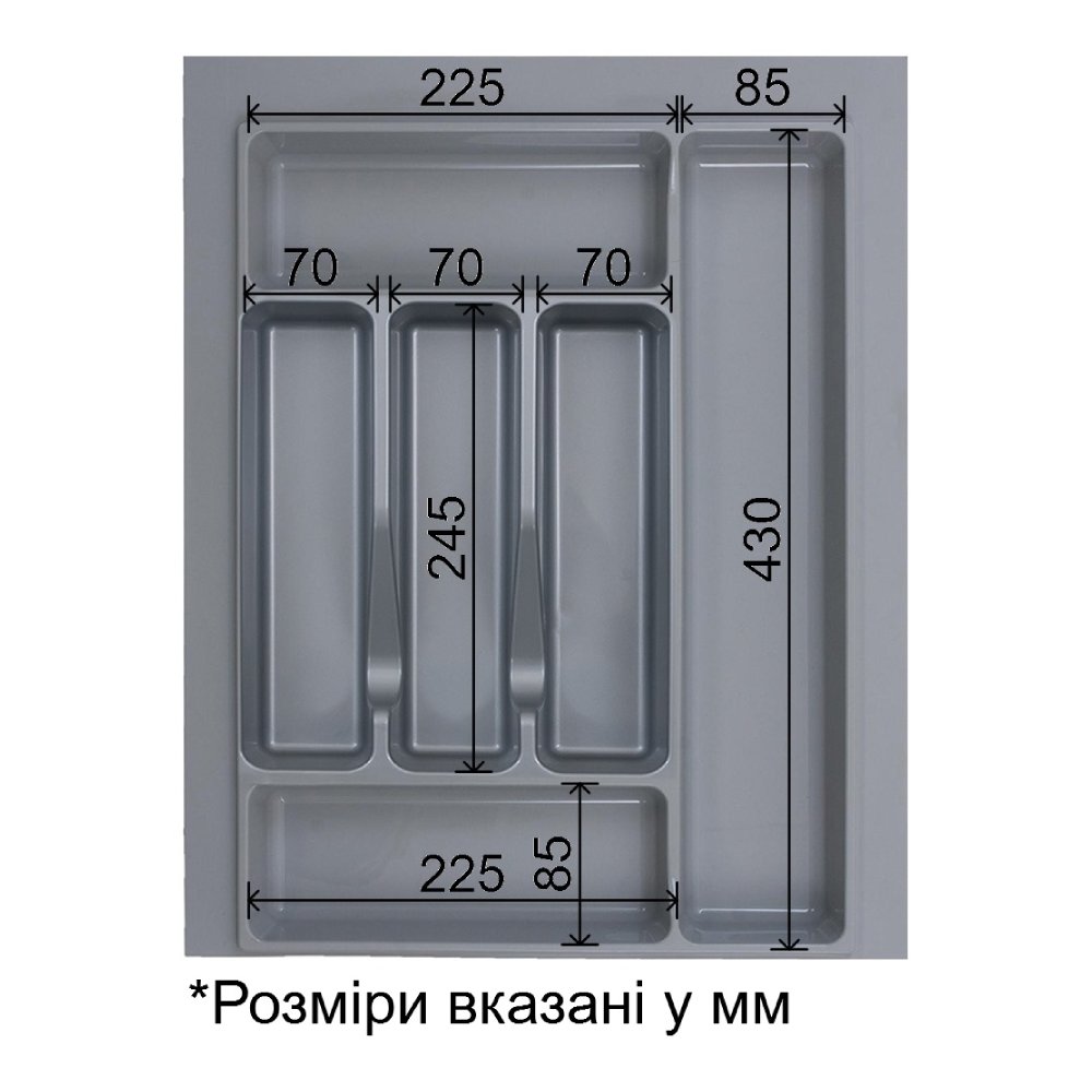 Лоток 390х490мм, сірий (глянець)