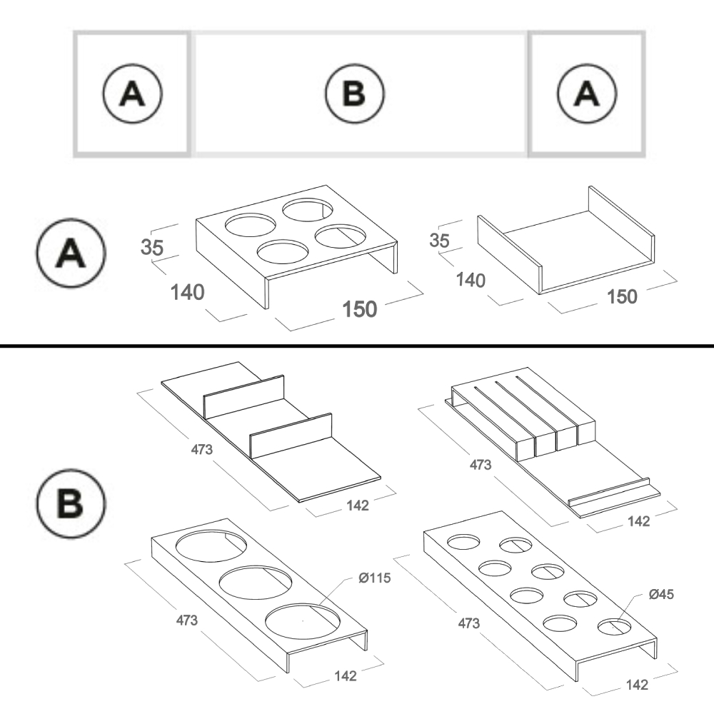 Лоток 900мм накладний, свинець (алюміній) Лоток 900мм накладний, свинець (алюміній)