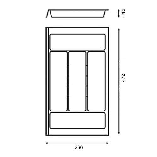 Лоток Combi (мод.710) для столових приладів, 266х472мм, пластик, сірий оріон