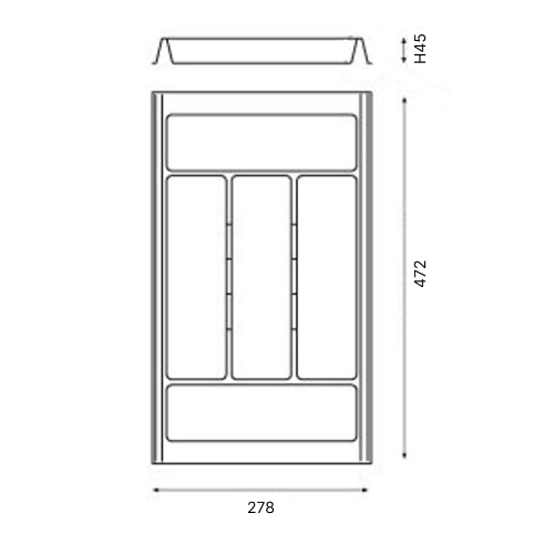 Лоток Combi (мод.712) центральний для столових приладів, 278x472мм, пластик, сірий оріон