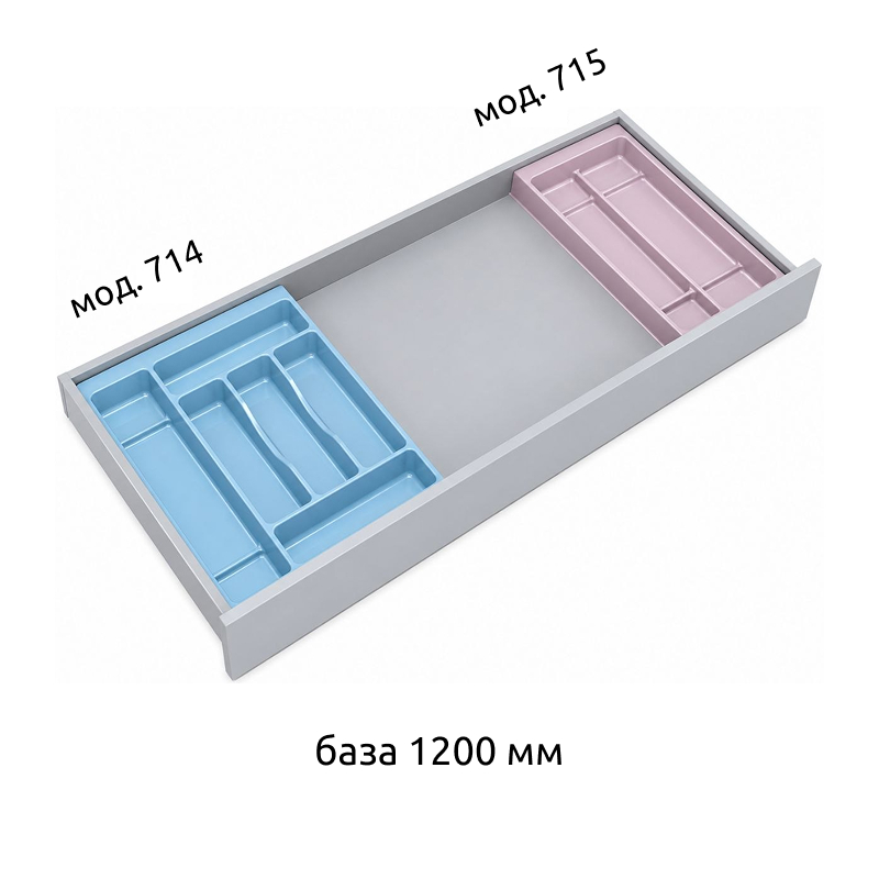 Лоток Combi (мод.715) для столових приладів, 240x470мм, пластик, сірий оріон