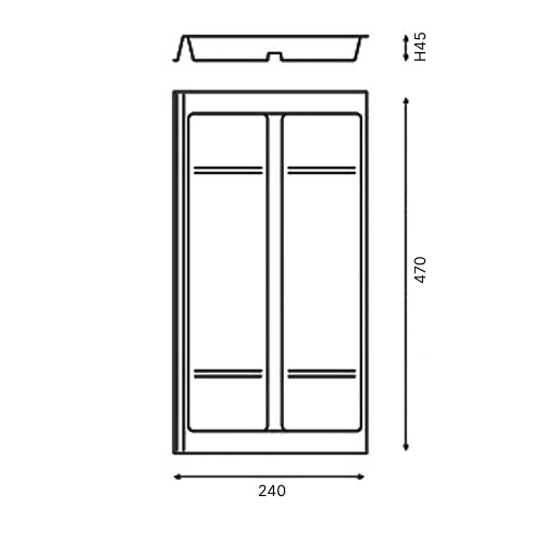 Лоток Combi (мод.715) для столових приладів, 240x470мм, пластик, сірий оріон